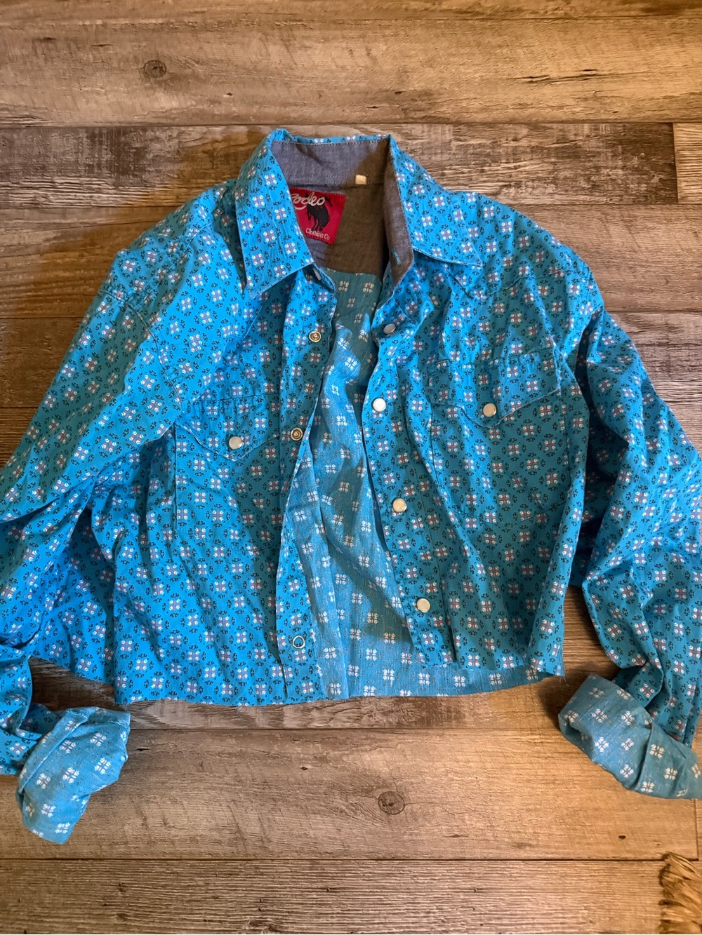 Unbranded Men’s Teal Blue Western Snap-Front Shirt